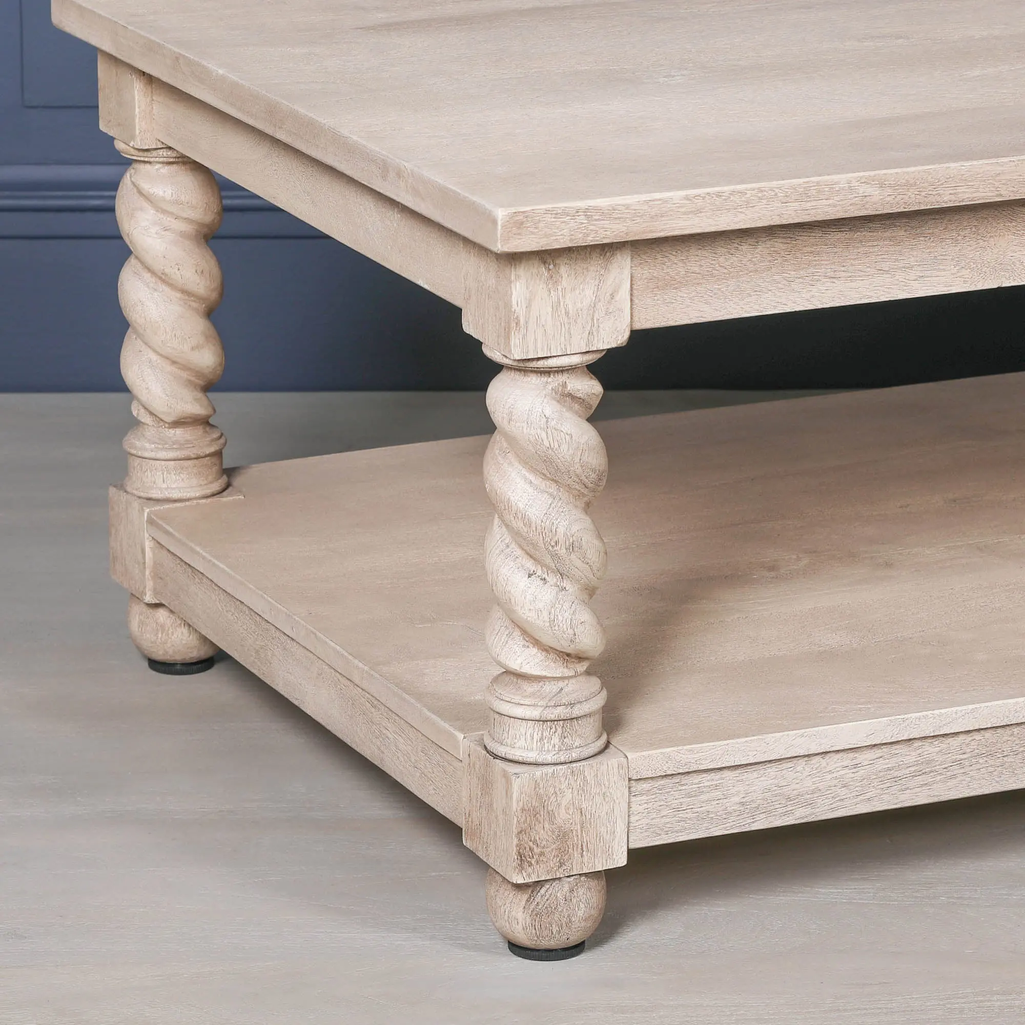 Acacia Twist Column Coffee Table with Carved Wooden Legs - Image 3