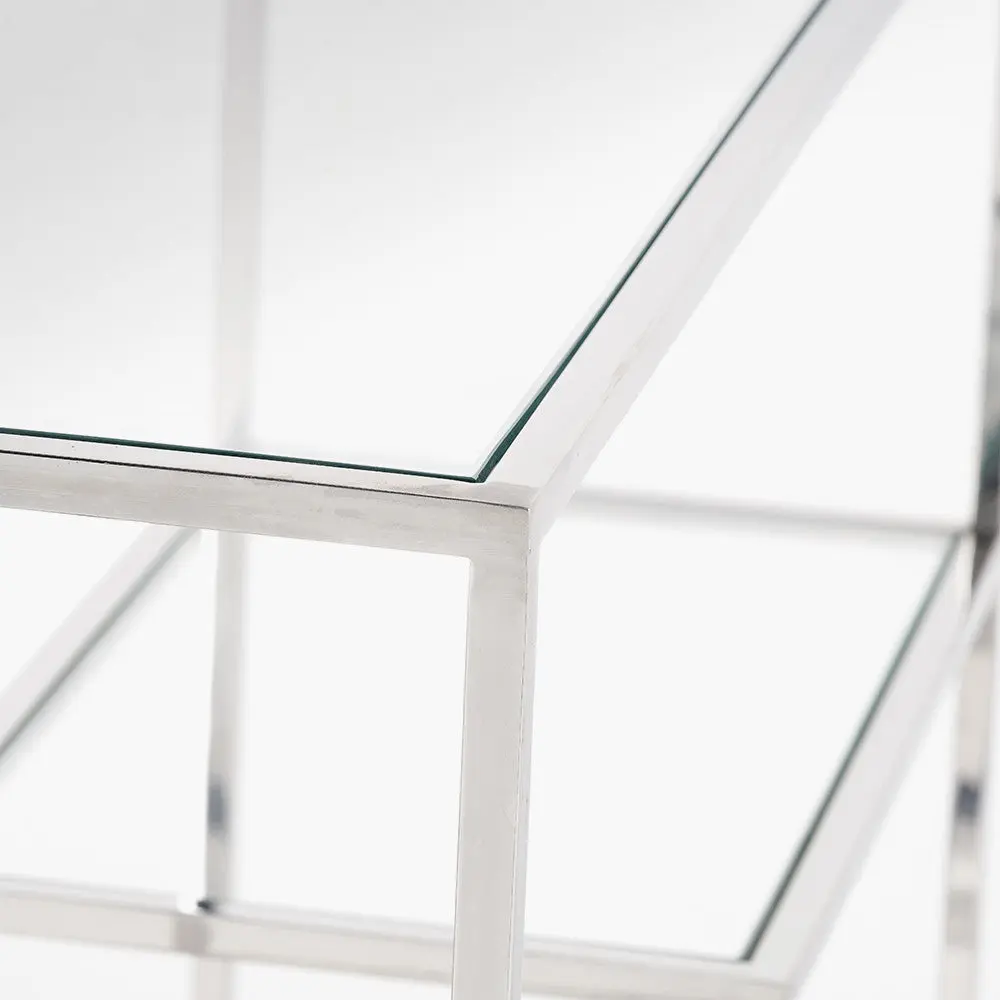 Aleandra Clear Glass and Silver Metal Console Table - Image 7