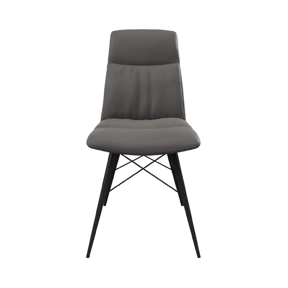 Alesia Set of 2 Grey Dining Chairs with Double-Padded Backrest