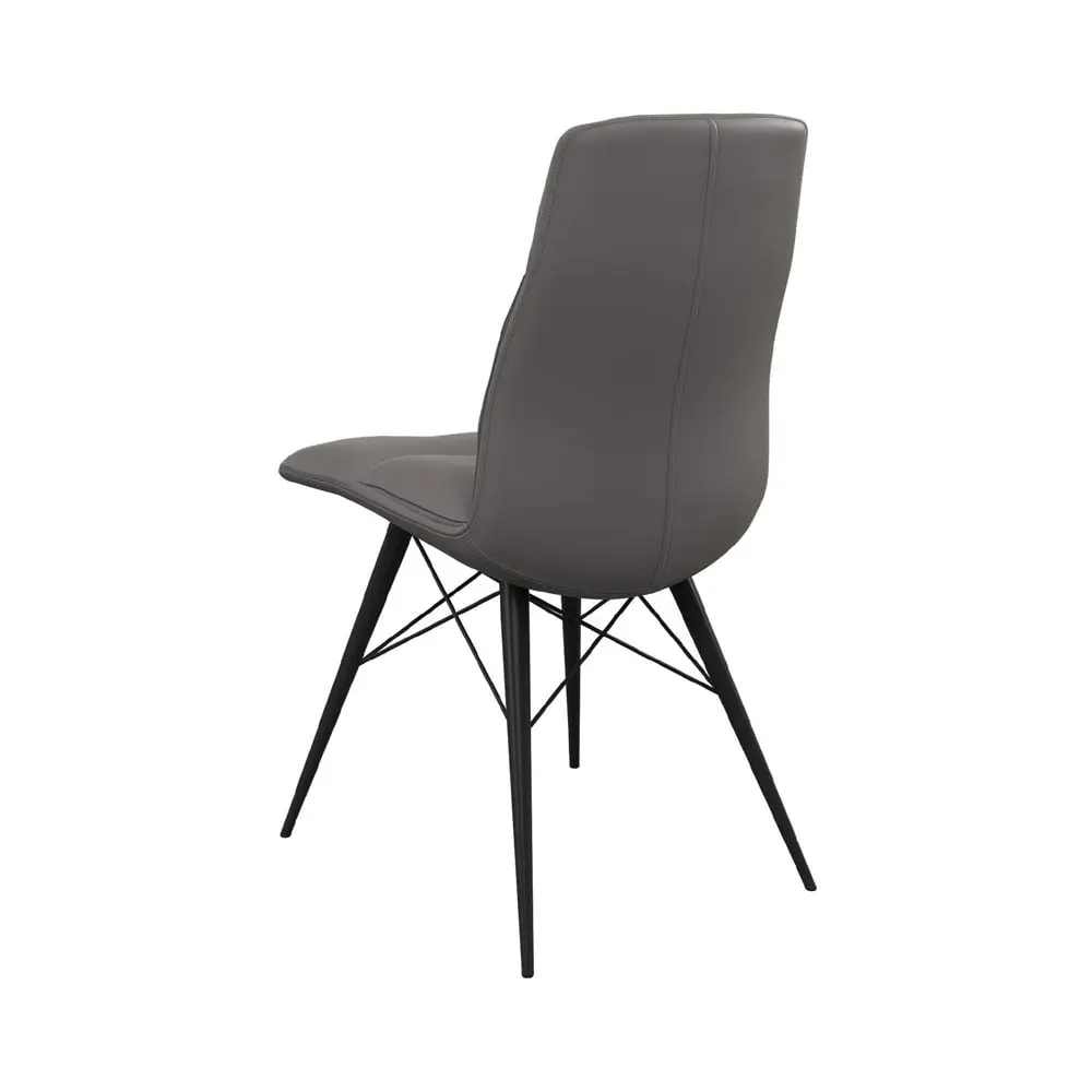 Alesia Set of 2 Grey Dining Chairs with Double-Padded Backrest - Image 3