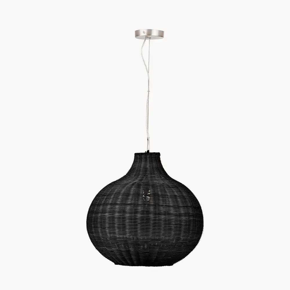 Allona Rattan Pendant Light - Black - Image 4