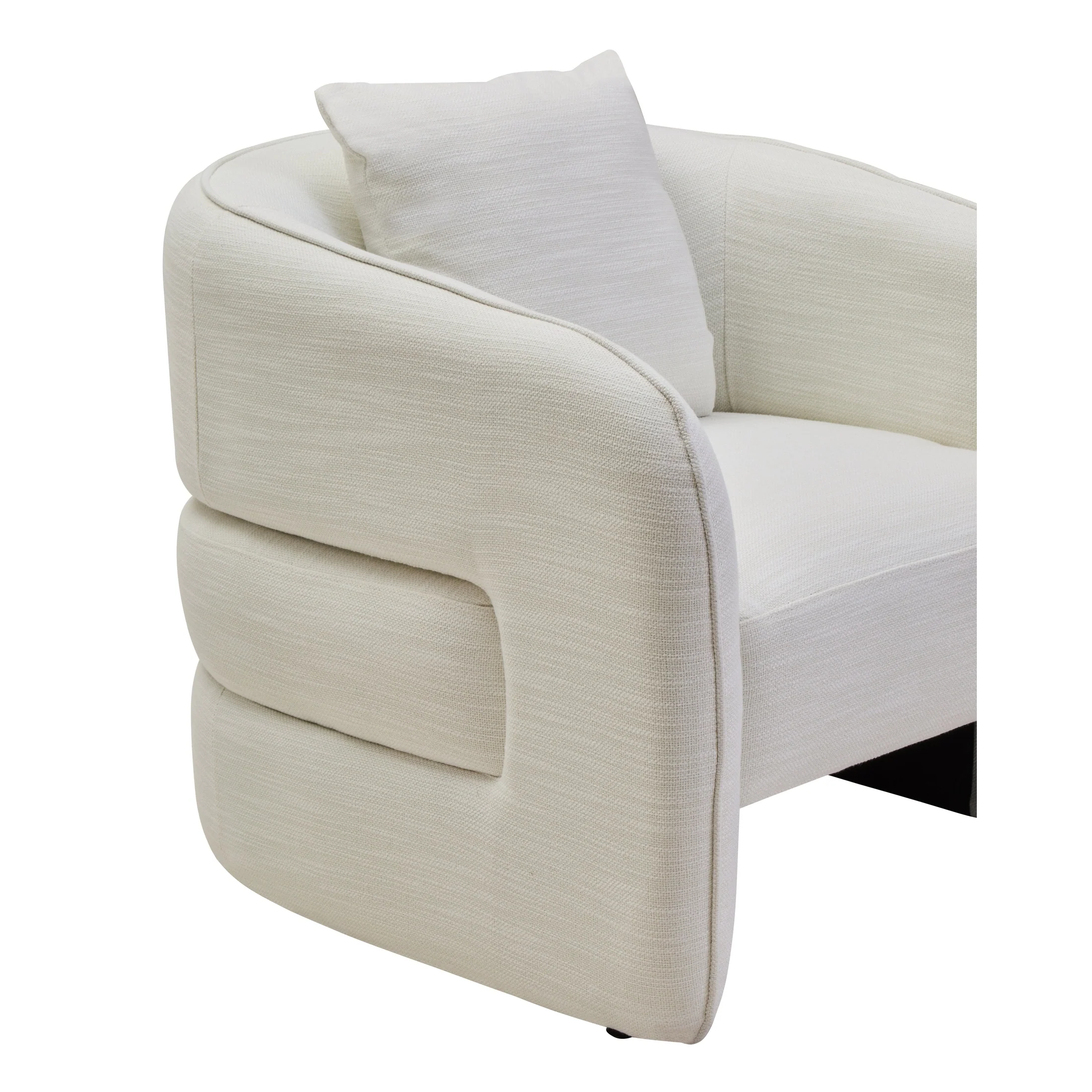 Alvani Cream Linen Effect Curved Chair - Image 7