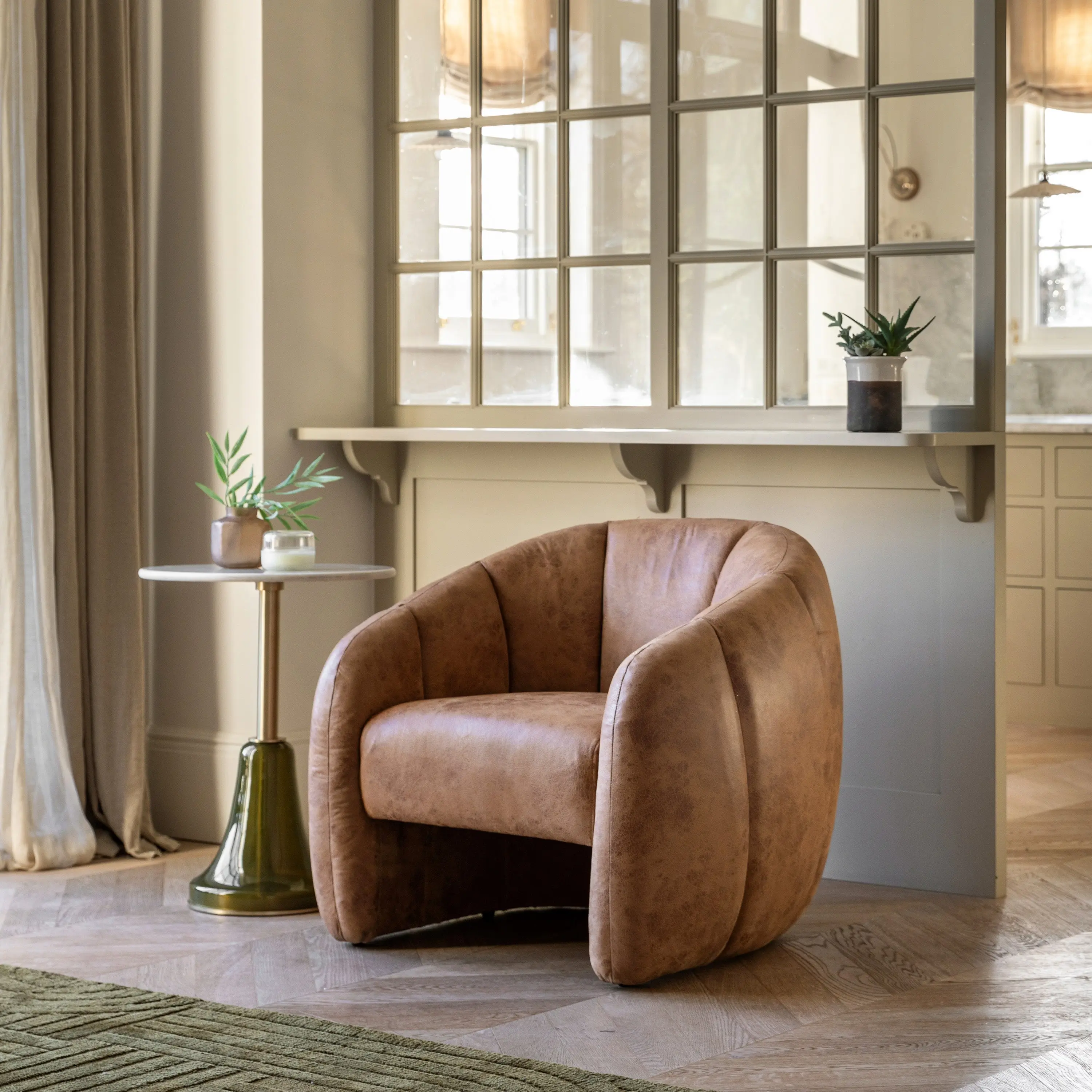 Amabella Tub Chair in Antique Tan Leather - Image 3