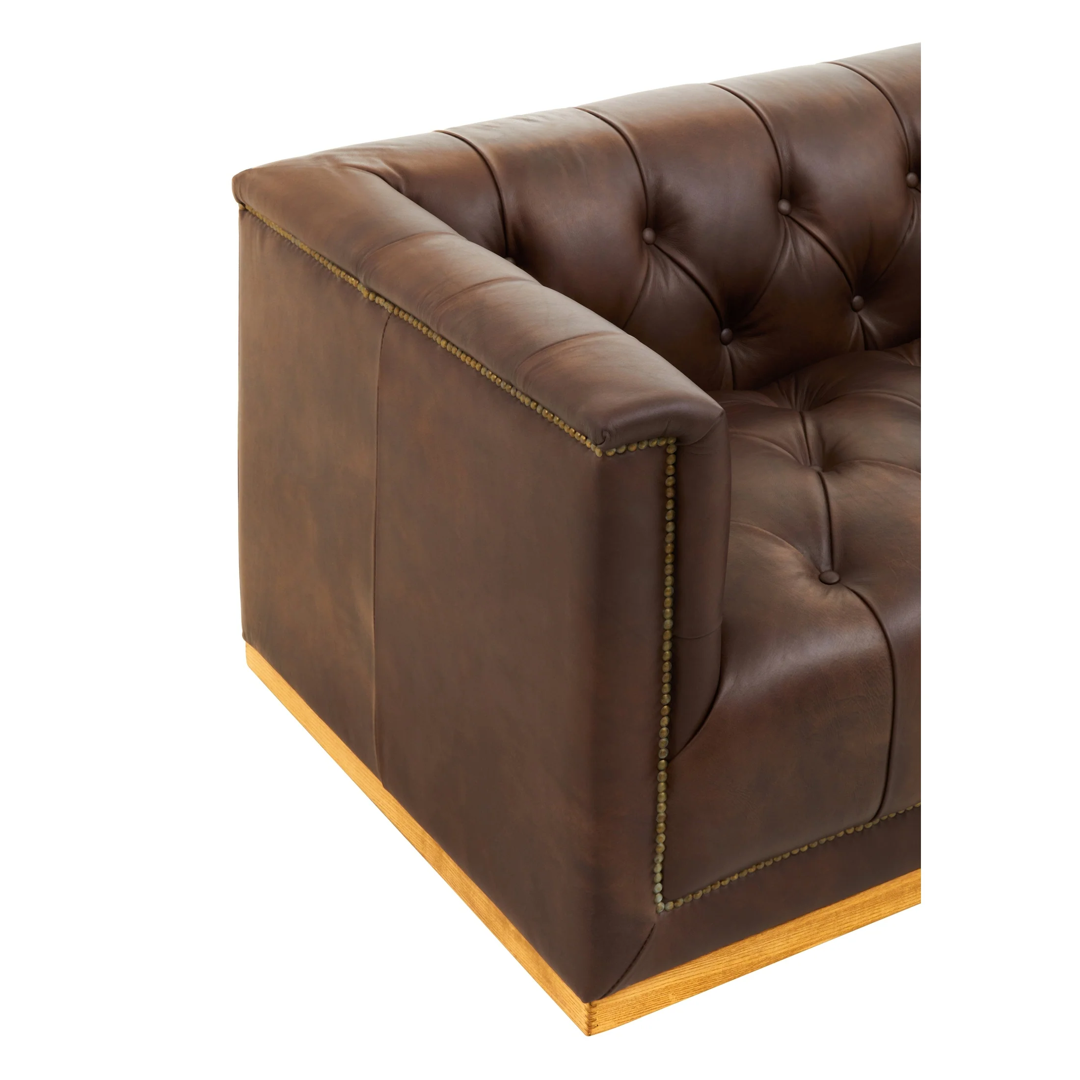 Amara 3 Seater Tufted Brown Leather Sofa - Image 3