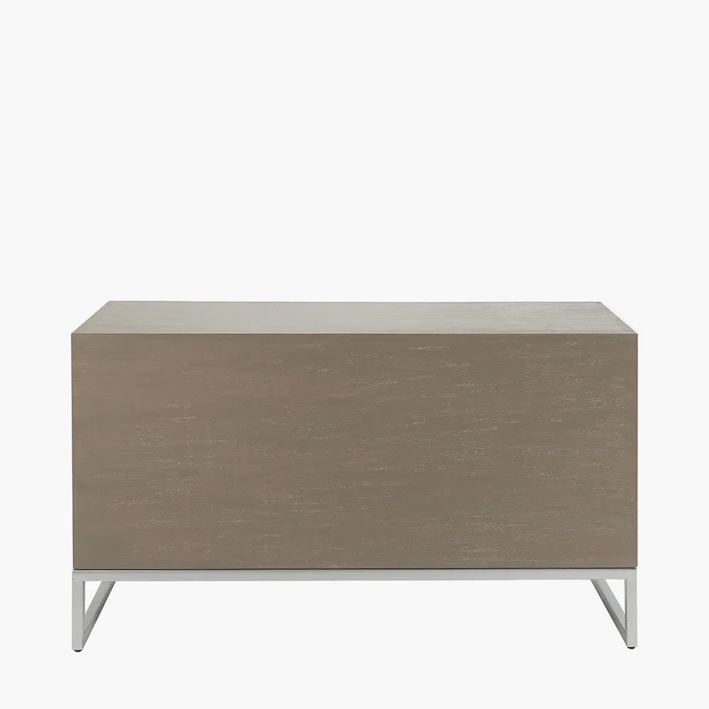 Ambroso Grey Wash Mango Wood & Silver Metal 6 Drawer Chest - Image 3