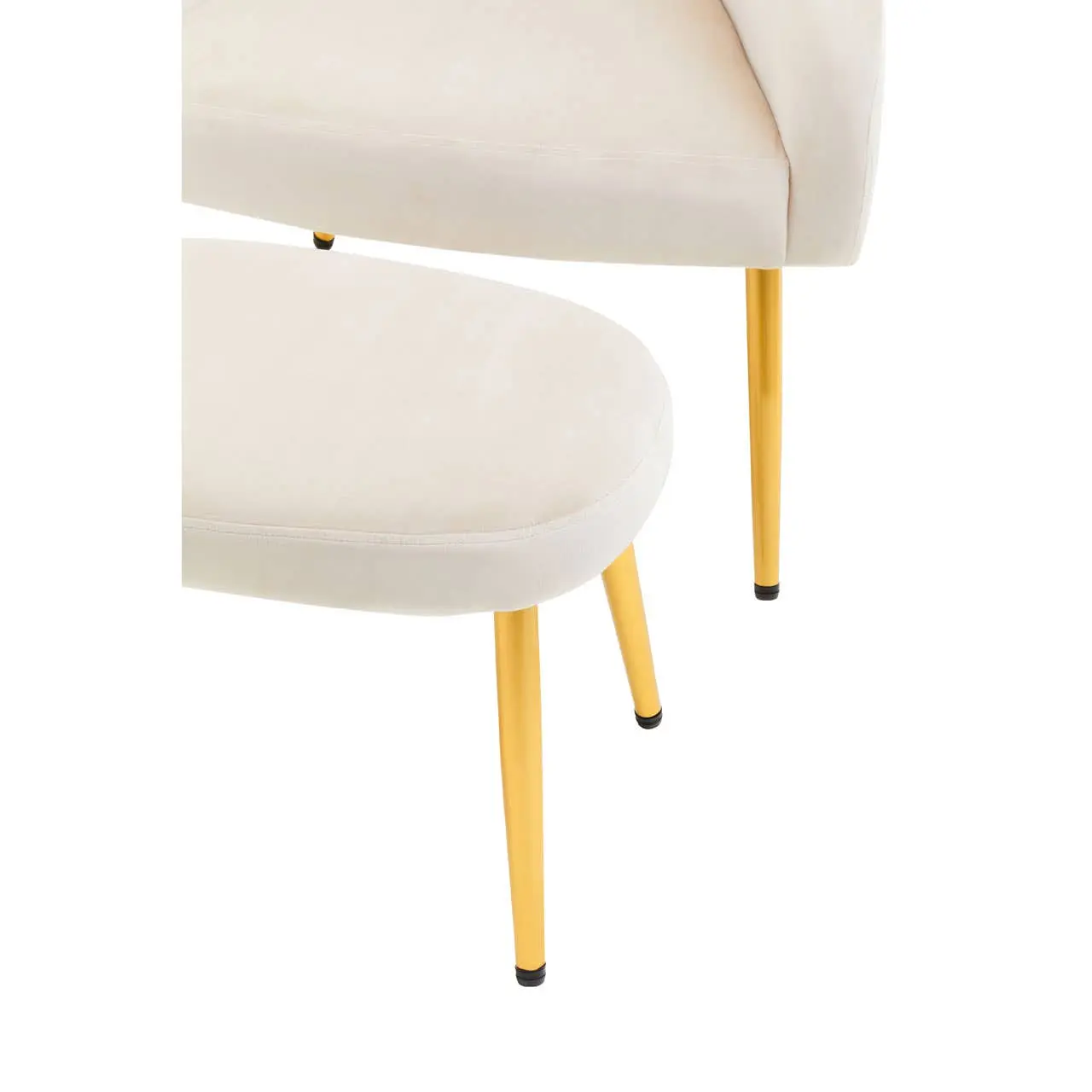 Amina Beige Velvet Chair and Footstool – Modern Accent Lounge Set - Image 6