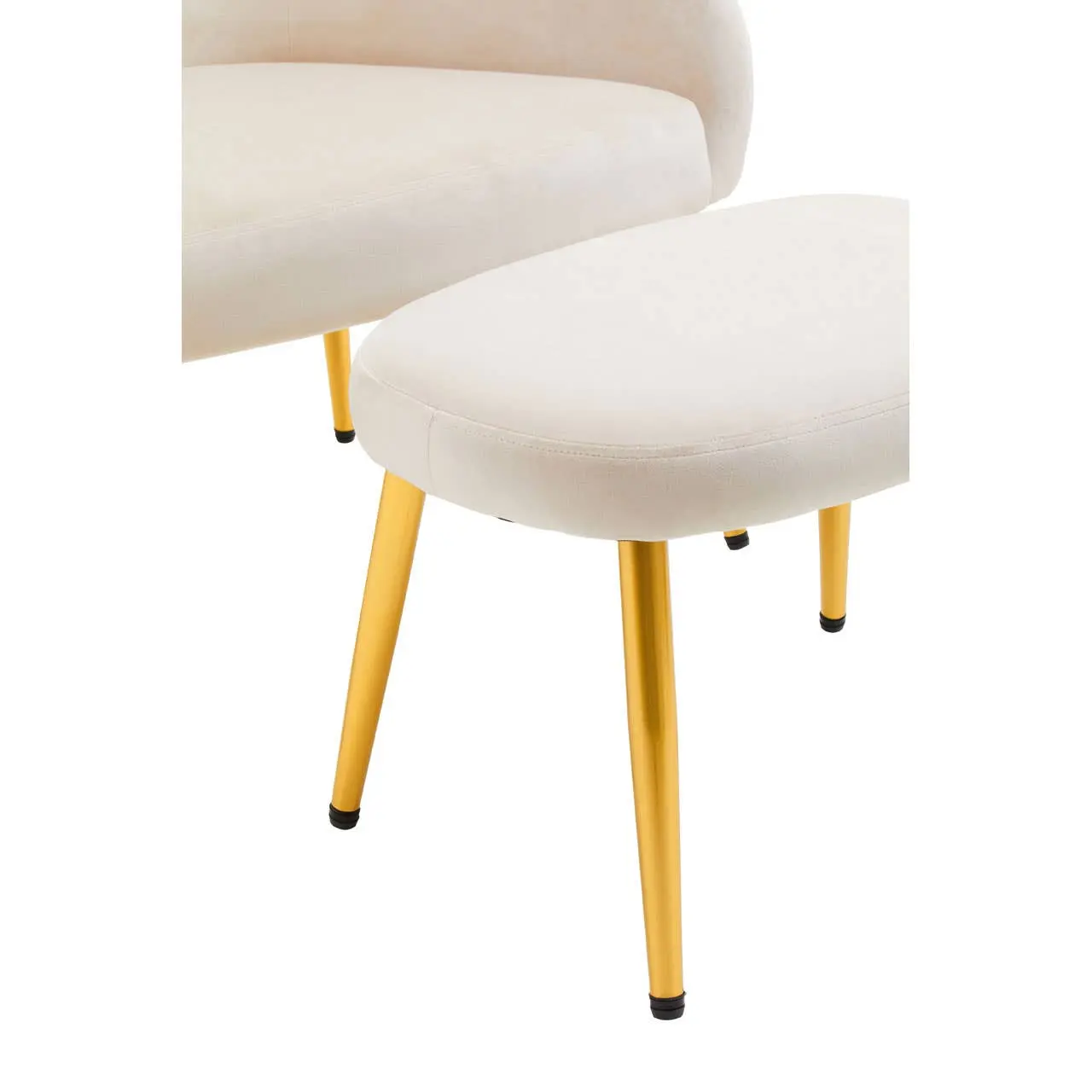 Amina Beige Velvet Chair and Footstool – Modern Accent Lounge Set - Image 8