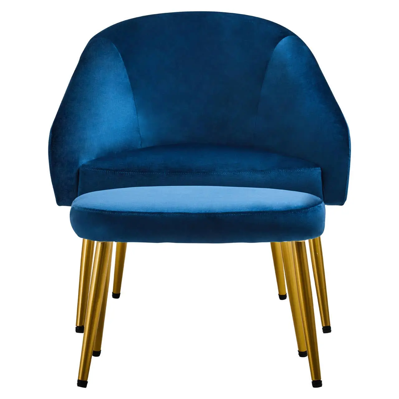 Amina Midnight Blue Velvet Chair and Footstool - Image 2