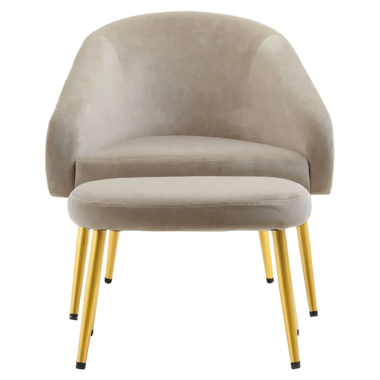 Amina Mink Velvet Chair and Footstool – Modern Accent Lounge Set - Image 2