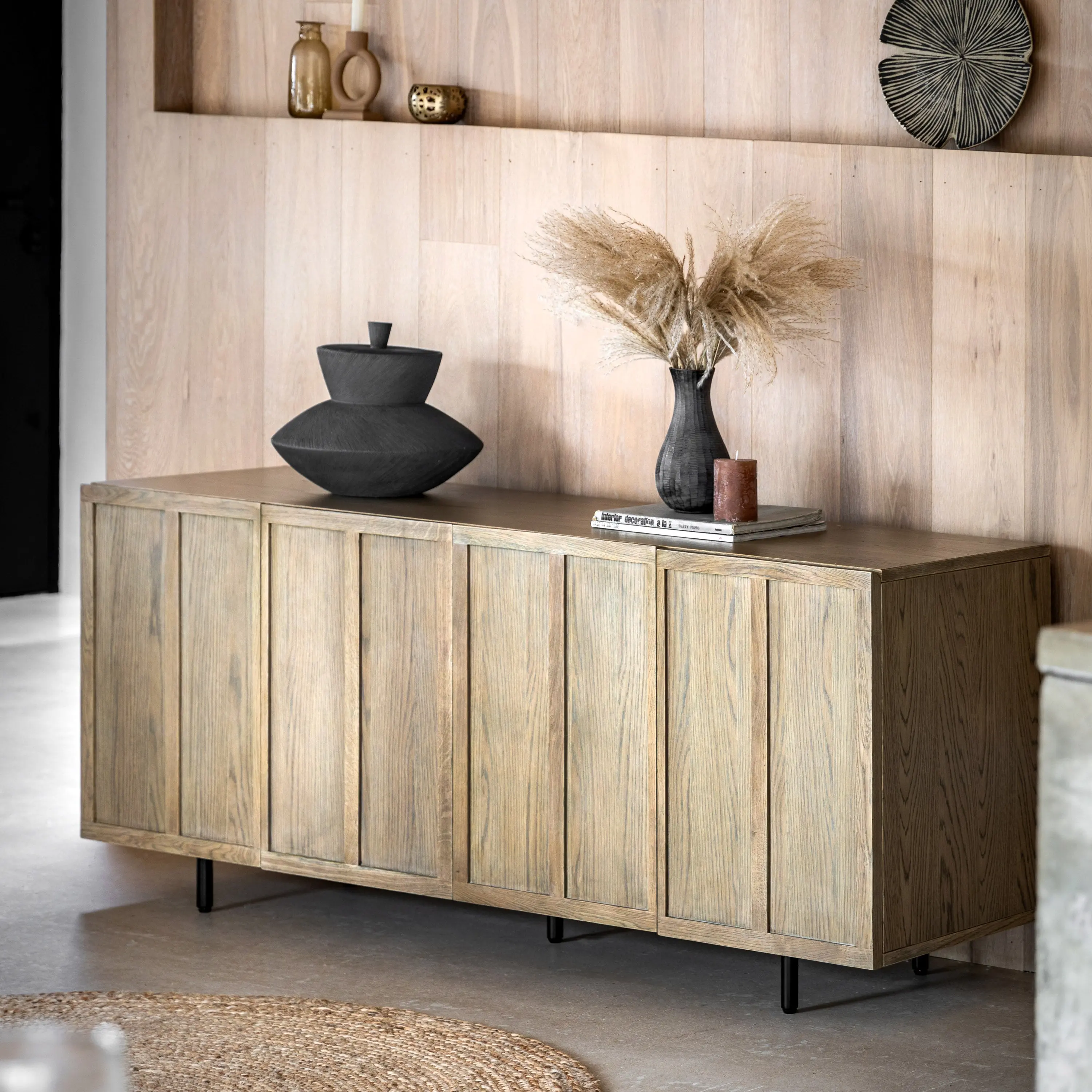 Angled 4 Door Wooden Sideboard - Image 5