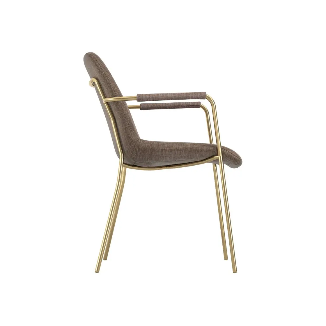 Ashford & Grey Carlo Taupe and Gold Dining Chair with Arms - Image 3