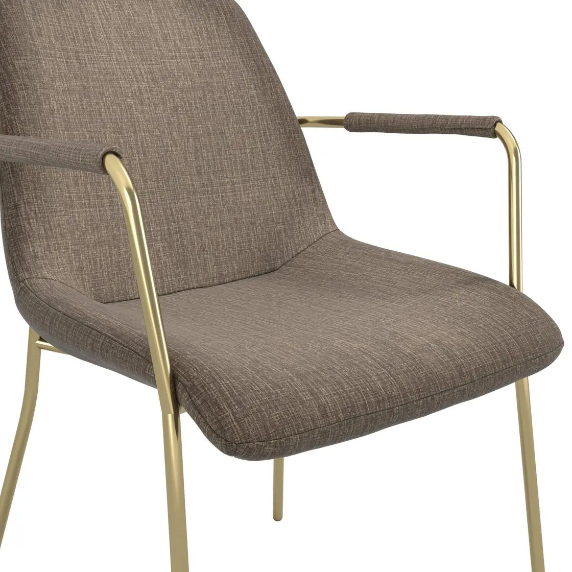 Ashford & Grey Carlo Taupe and Gold Dining Chair with Arms - Image 5