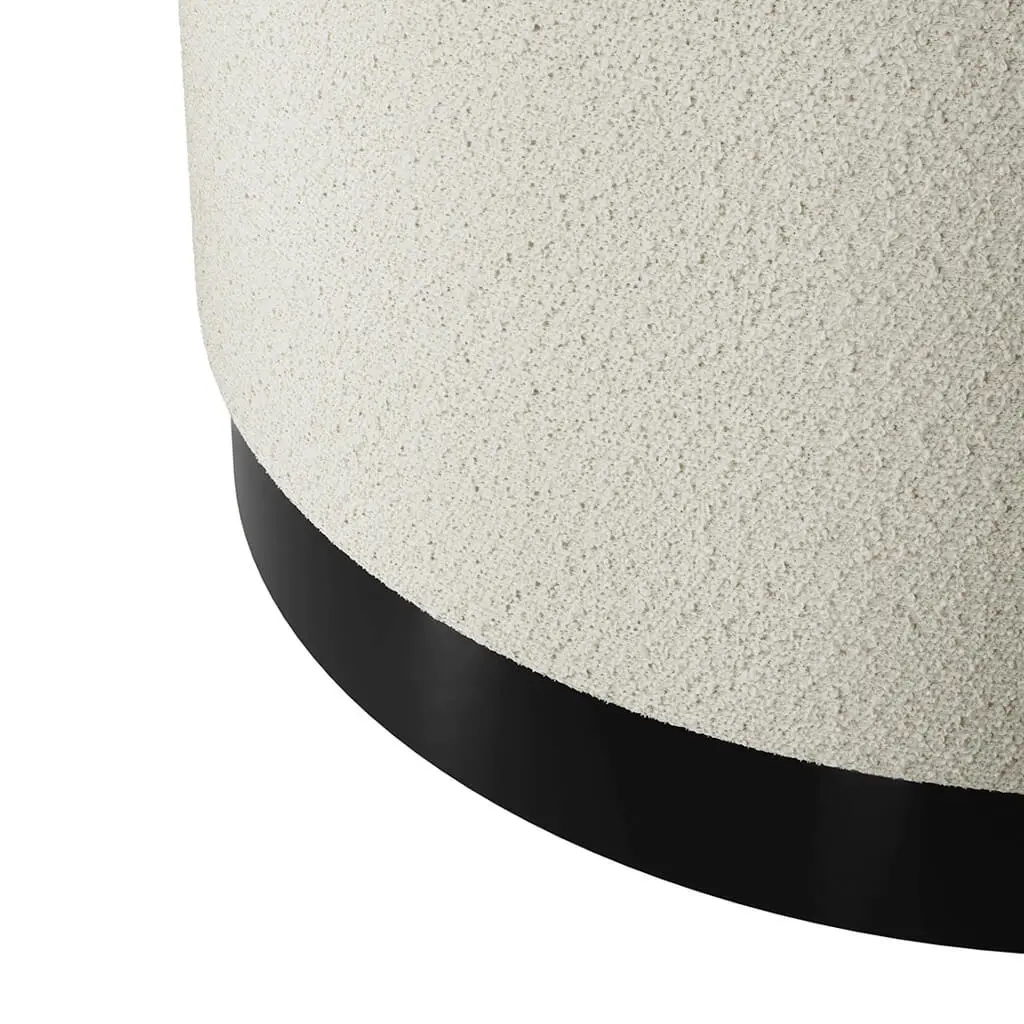 Ashford & Grey Lara Ivory Boucle Large Pouffe - Image 3