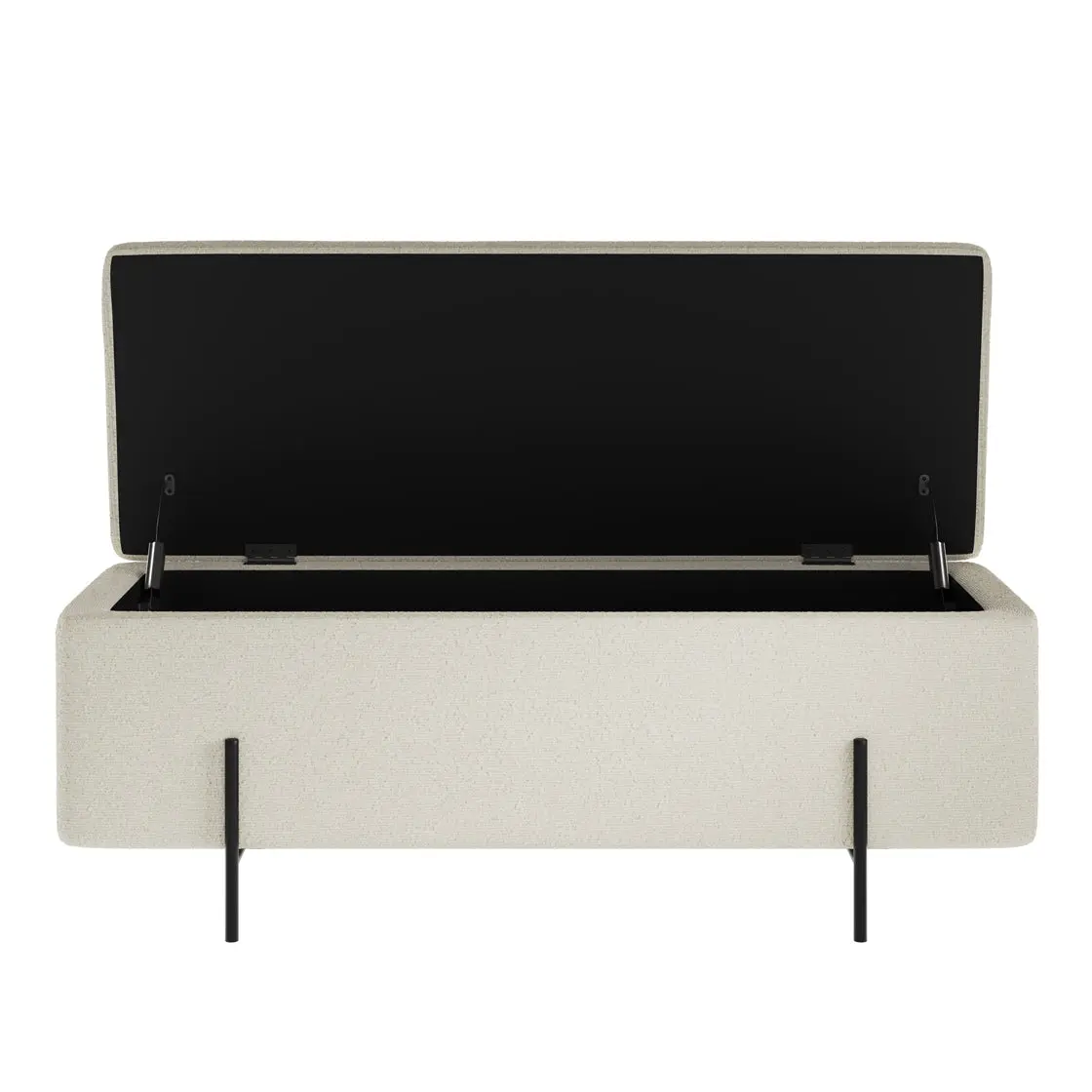 Ashford & Grey Lola Ivory Boucle Storage Ottoman - Image 6