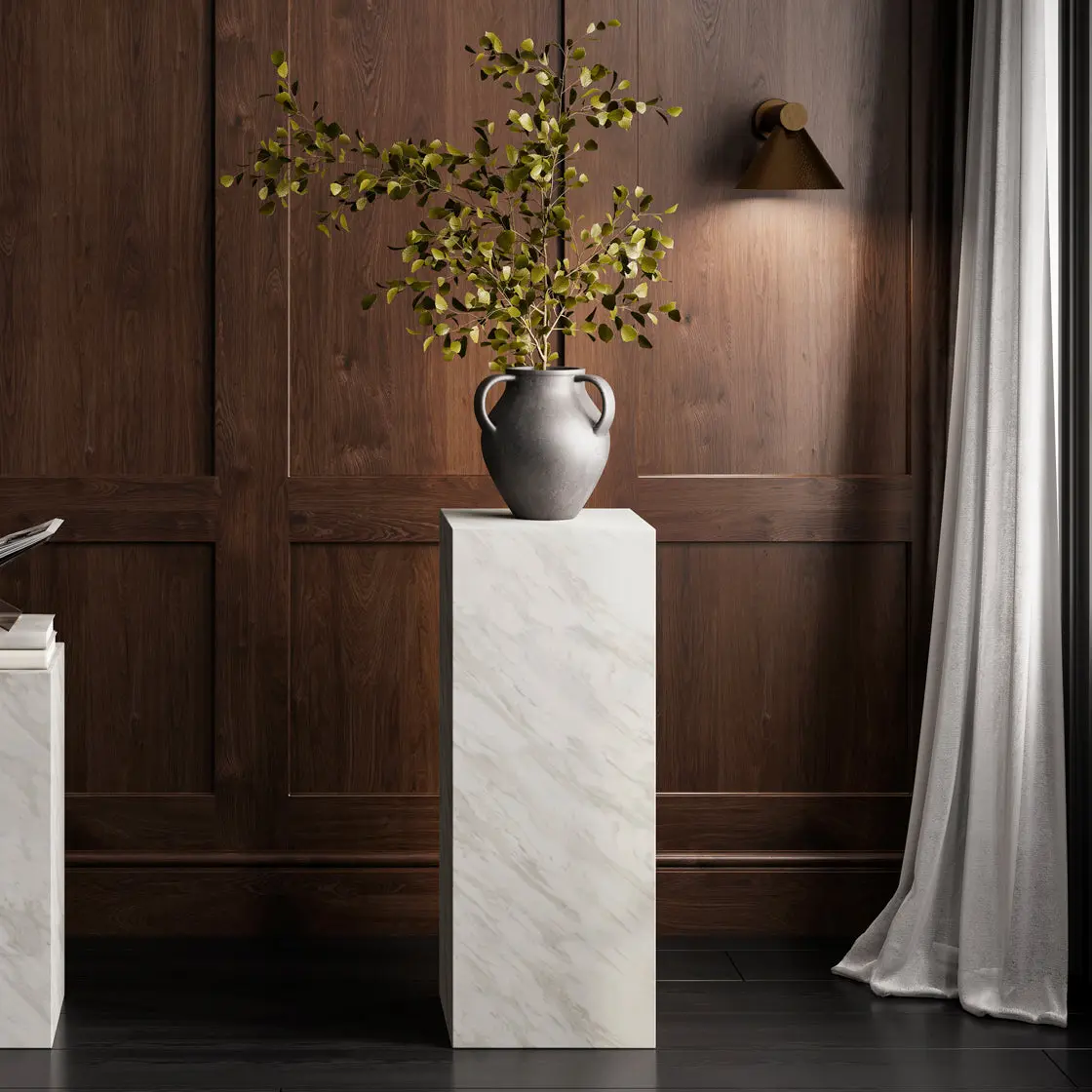 Ashford & Grey Sur White Marble Large Pedestal - Image 2