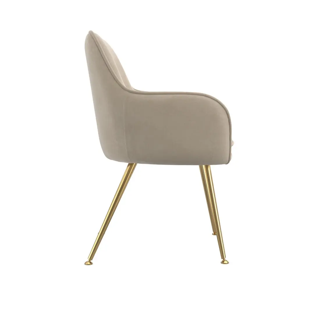 Ashford & Grey Tara Light Fawn Velvet Dining Chair – Gold Legs & Arms - Image 4
