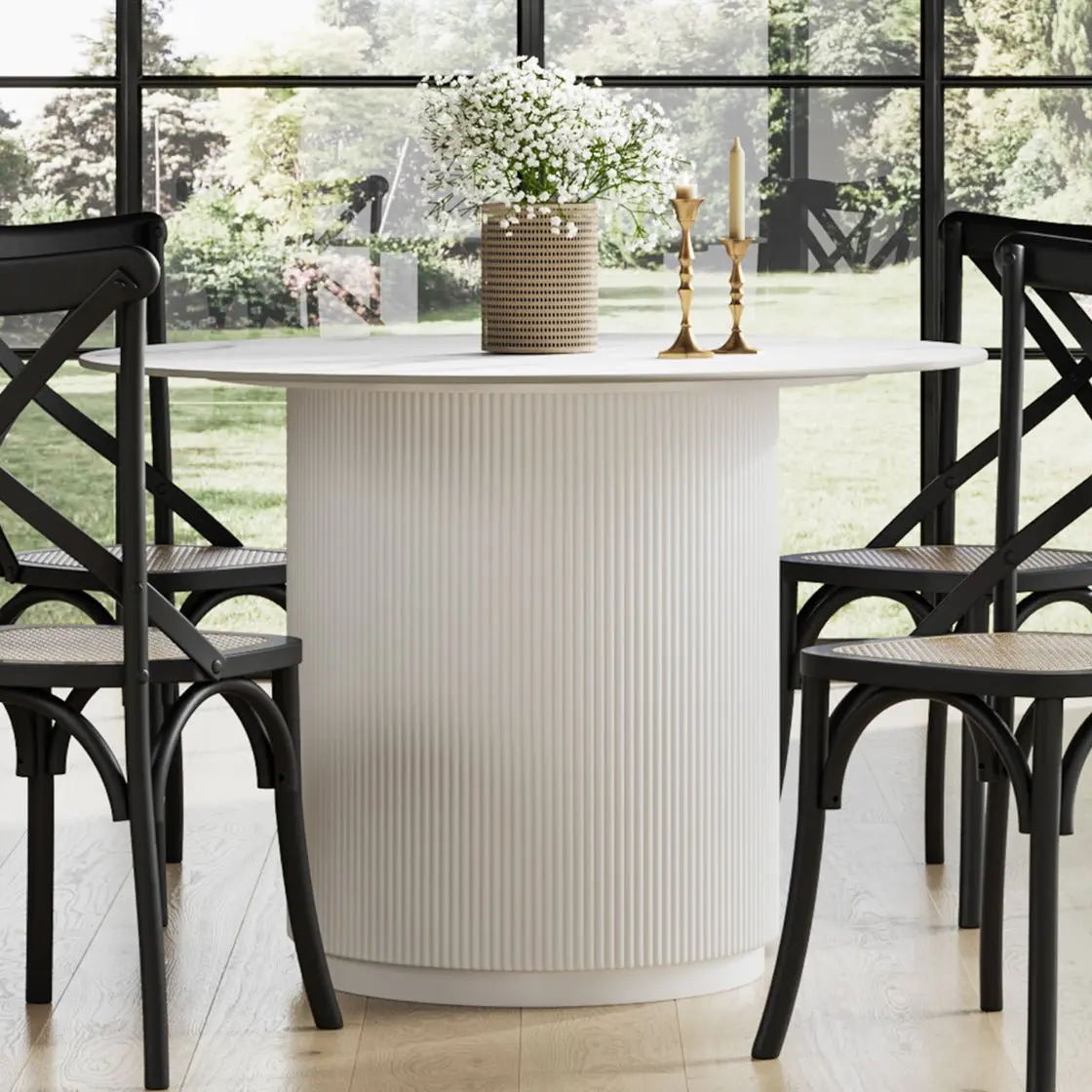 Ashford & Grey Zuri Sintered Stone Dining Table in White - Image 3