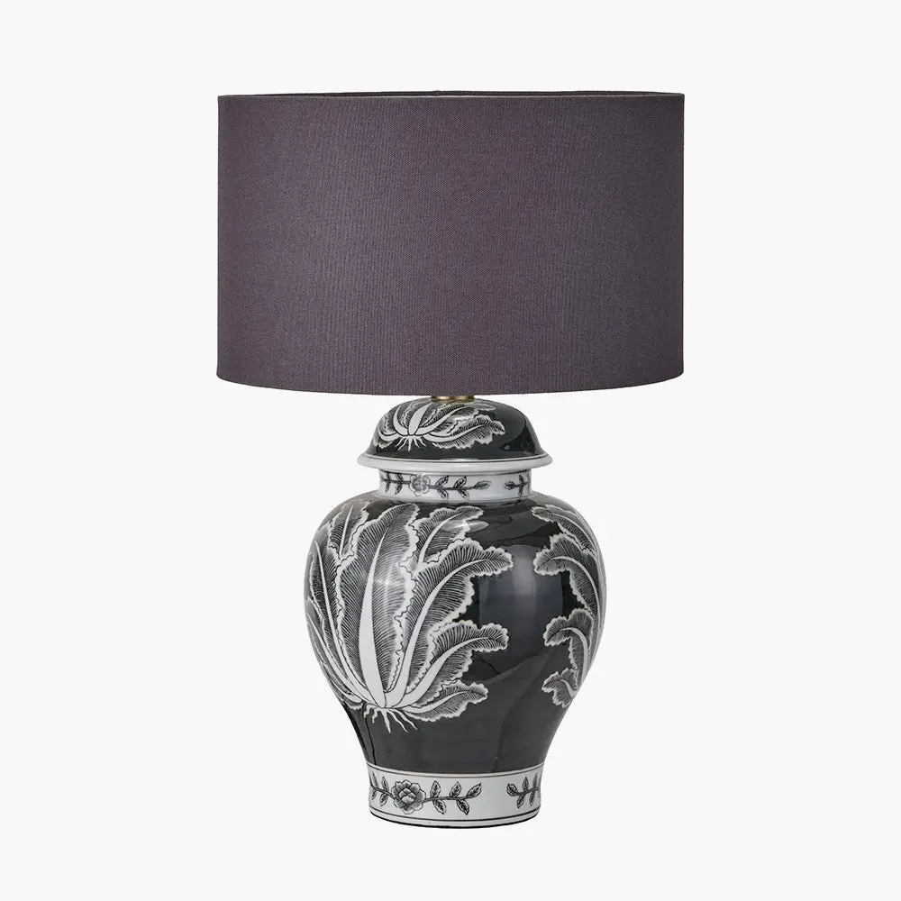 Asteria Black and White Feather Ceramic Urn Table Lamp Base - Image 7