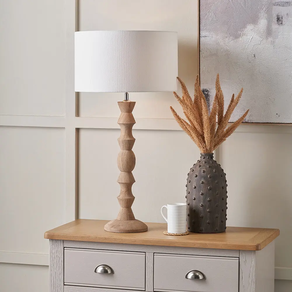 Ayra Natural Modernist Large Turned Wood Table Lamp Base - Image 6