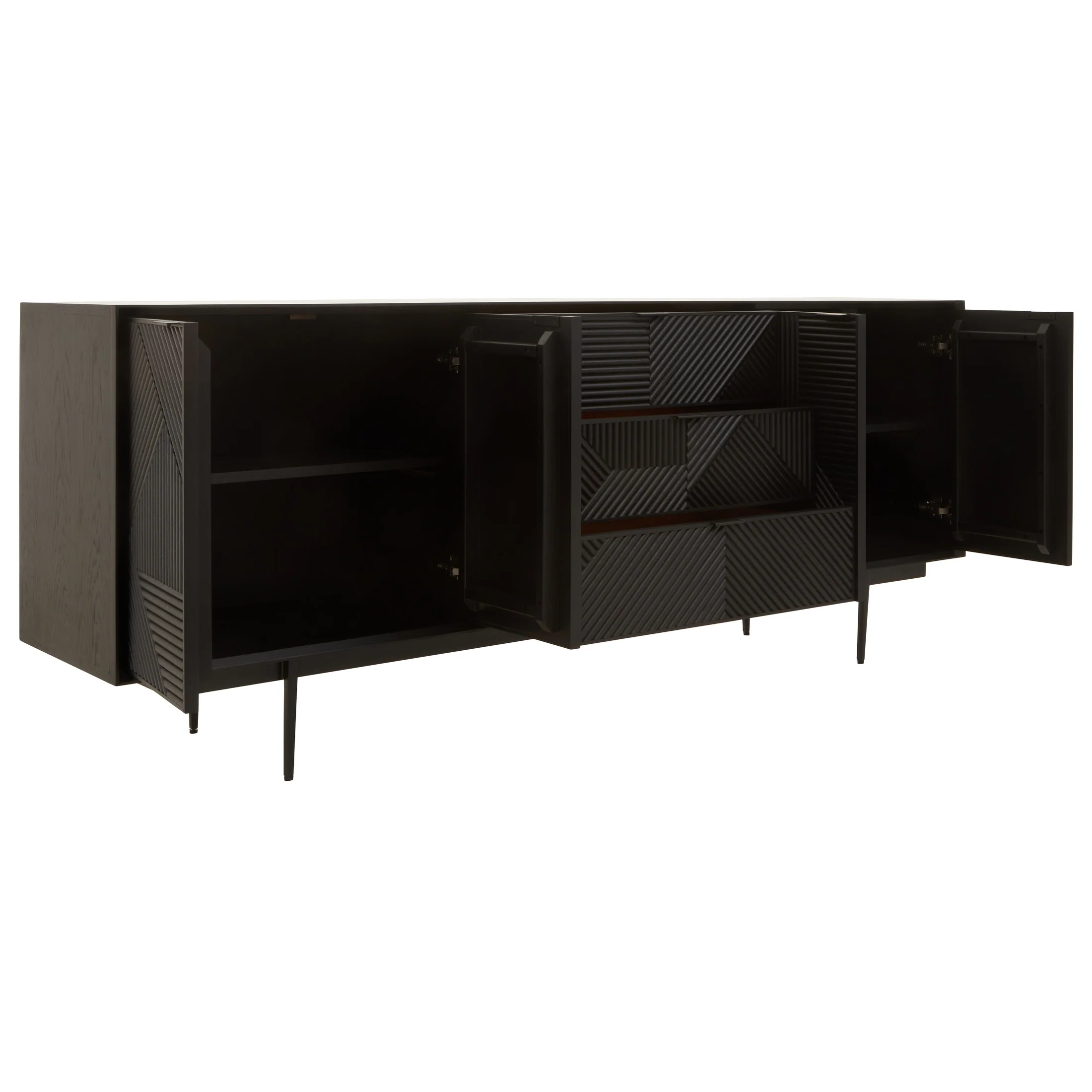 Azara Black Sideboard with 4 Doors and 3 Drawers - Image 3