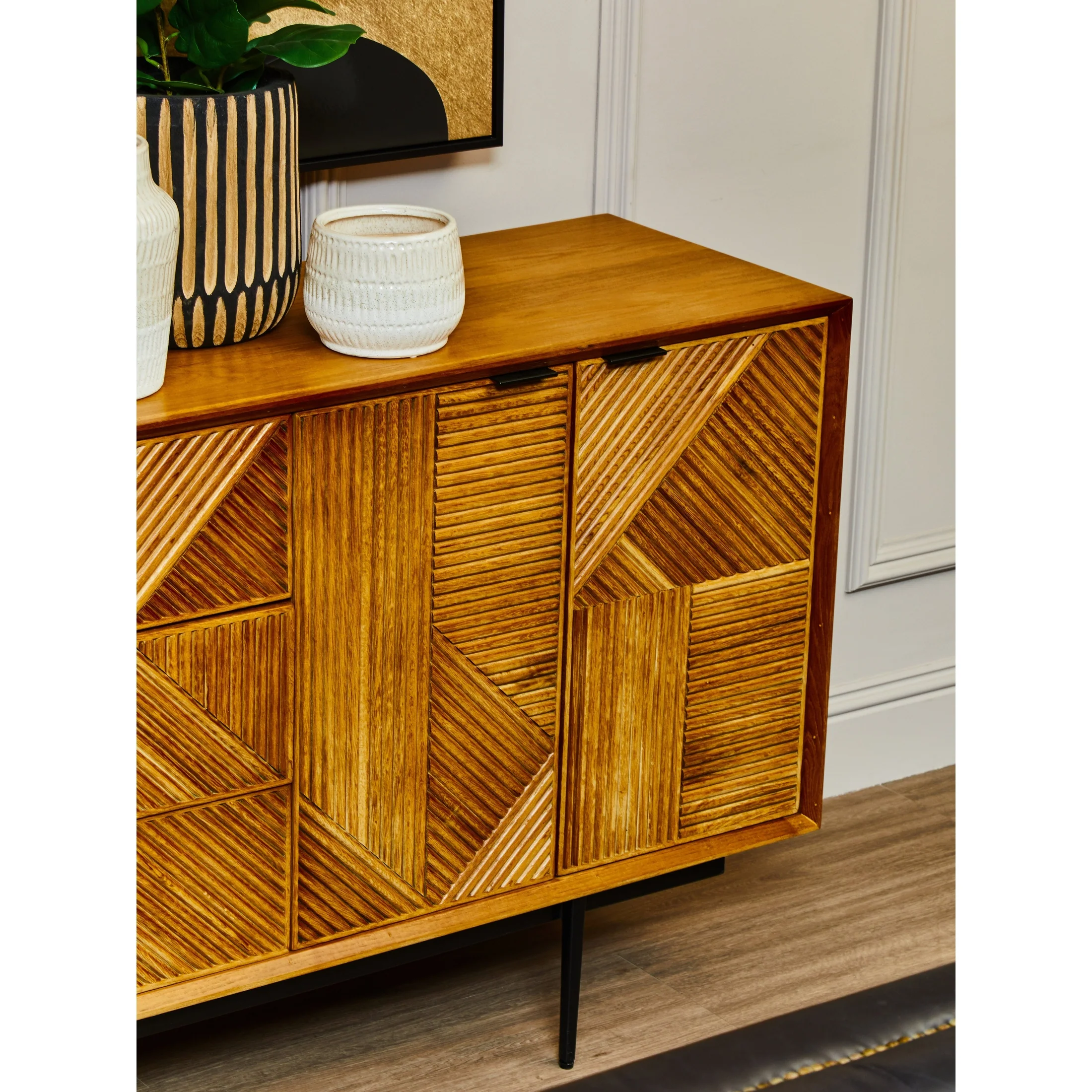 Azara Natural Finish Sideboard with 4 Doors and  3 Drawers - Image 7