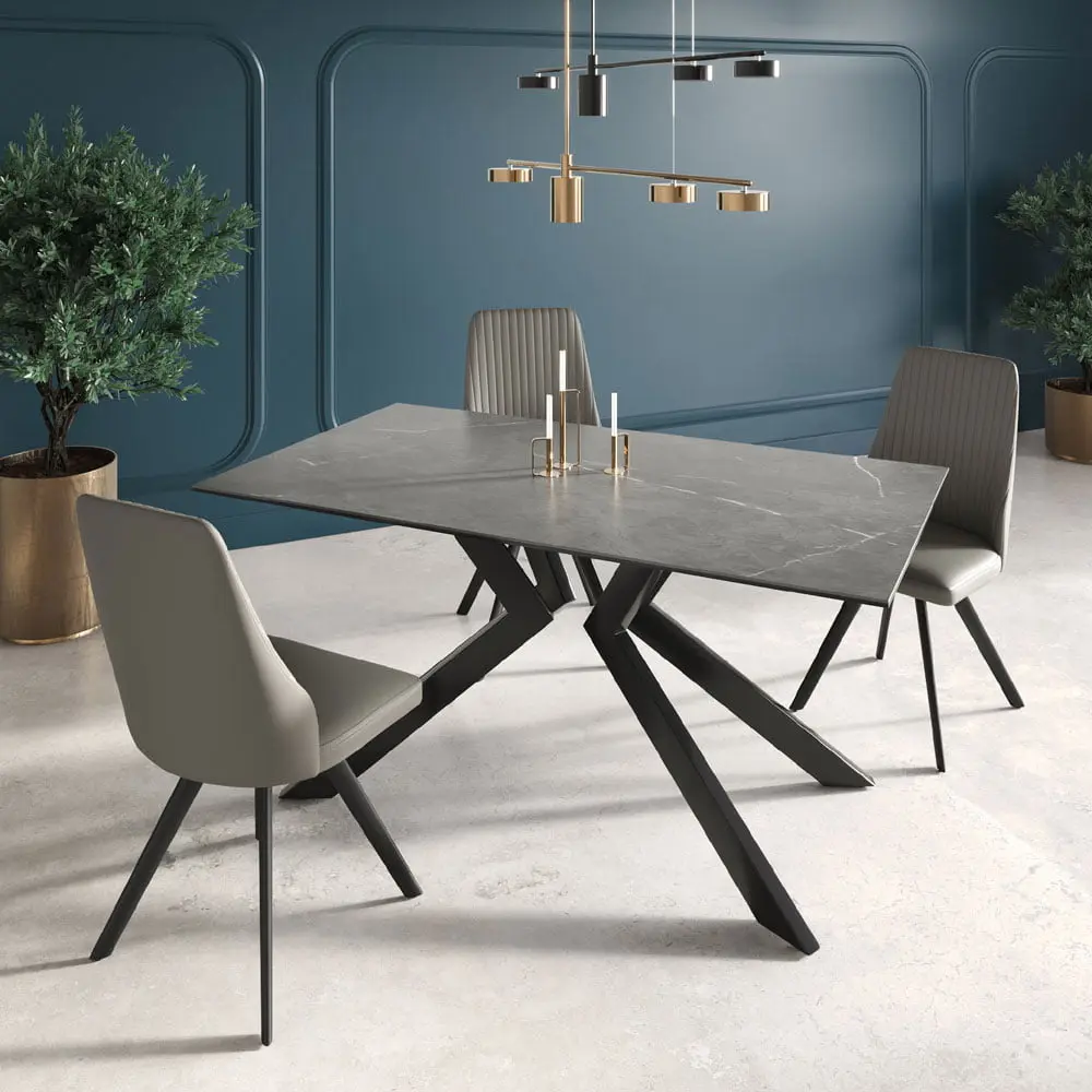Azuma 160cm Fixed Matte Grey Ceramic Dining Table – Sintered Stone Top - Image 2
