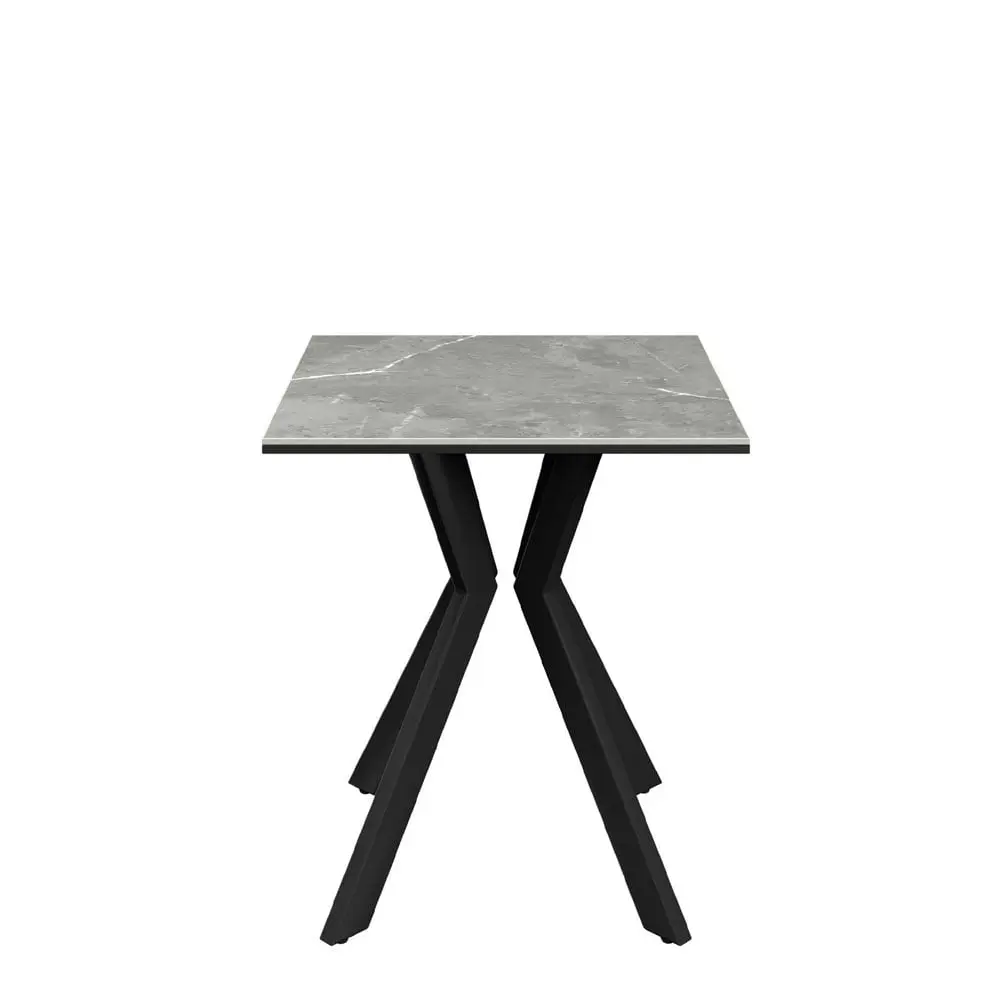 Azuma Matte Grey Ceramic Side Table – Modern End Table with Glass-Reinforced Top