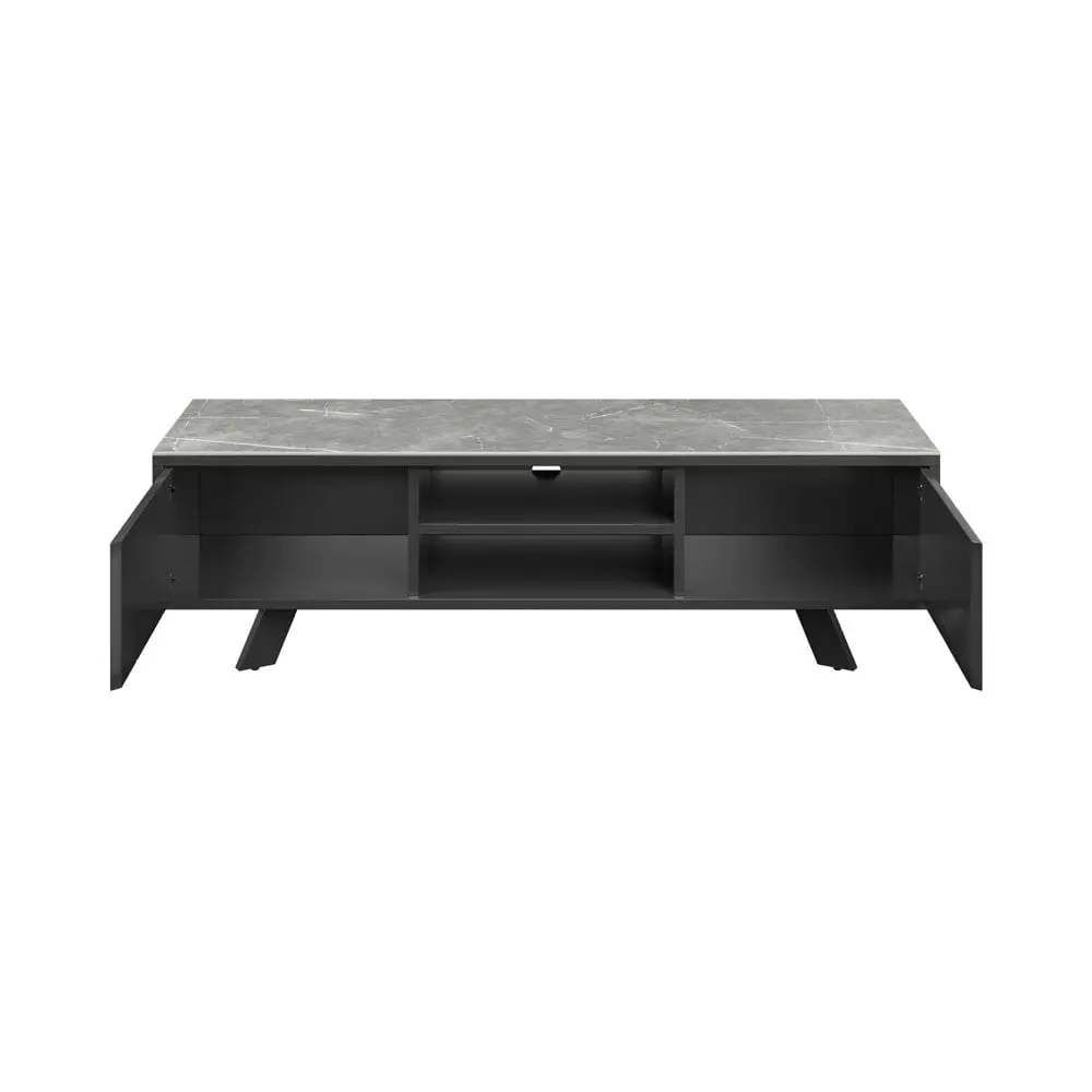 Azuma Matte Grey Ceramic TV Unit – Contemporary Media Stand - Image 5