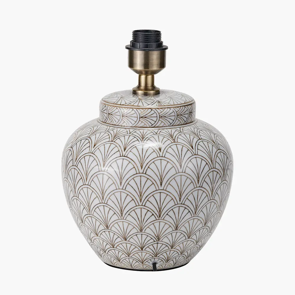 Barbier White Art Deco Fan Ceramic Table Lamp Base - Image 4
