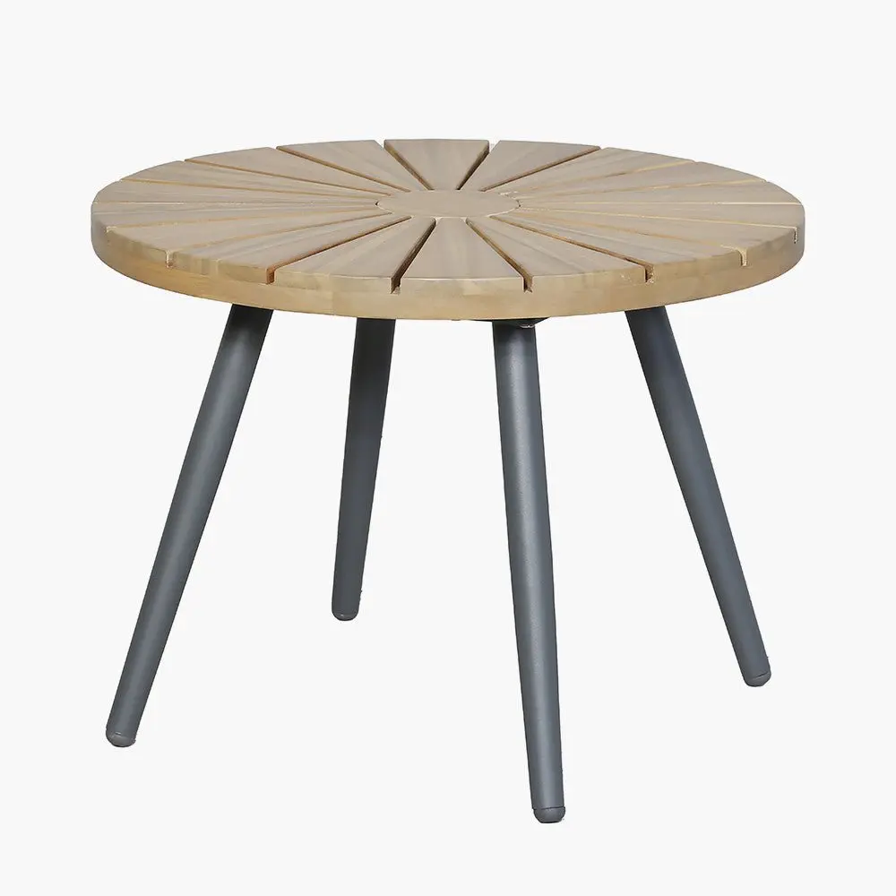 Bazel Outdoor Bistro Set in Teak & Black - Image 3