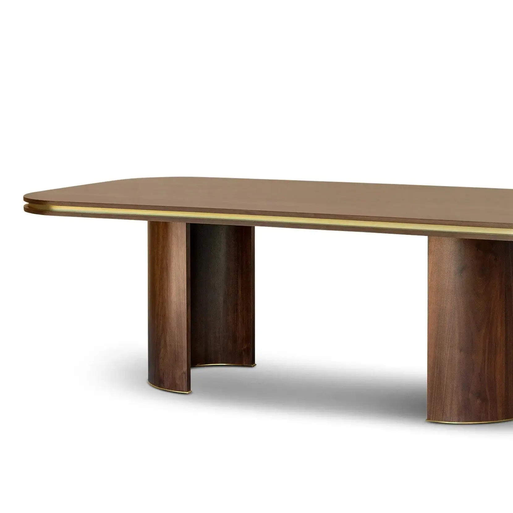 Berkeley Designs Malibu Dining Table in Natrual Walnut and Brass - 240cm - Image 3