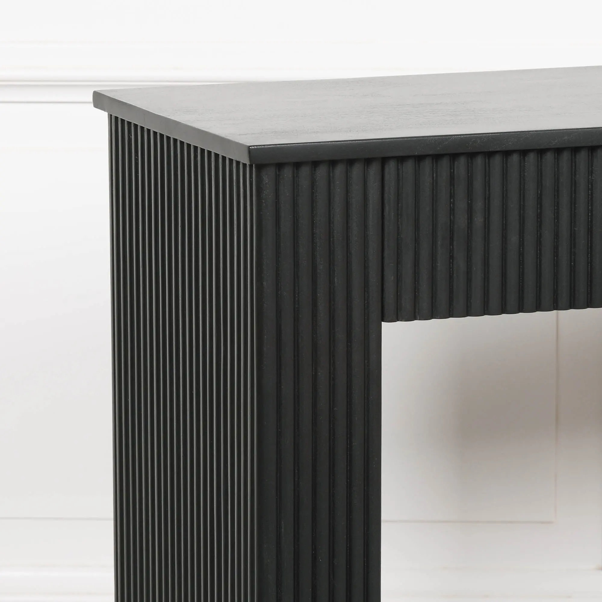 Black Painted Acacia Fluted Console Table - Image 12