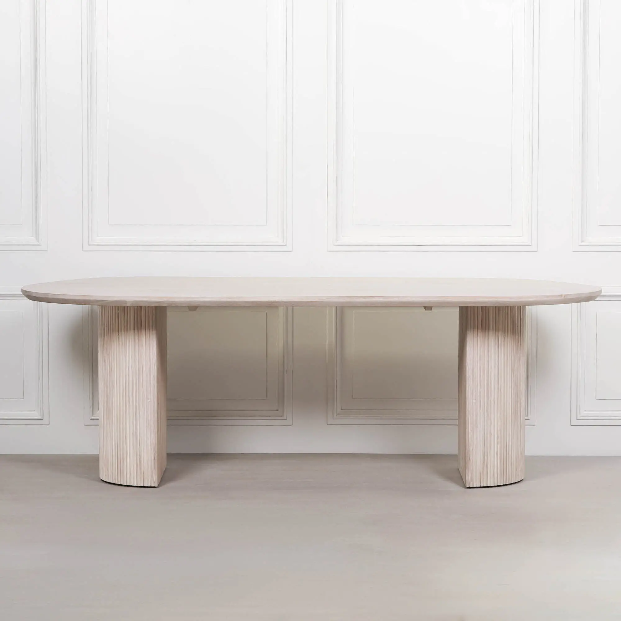 Blanche Acacia Fluted Oval Dining Table - Image 8