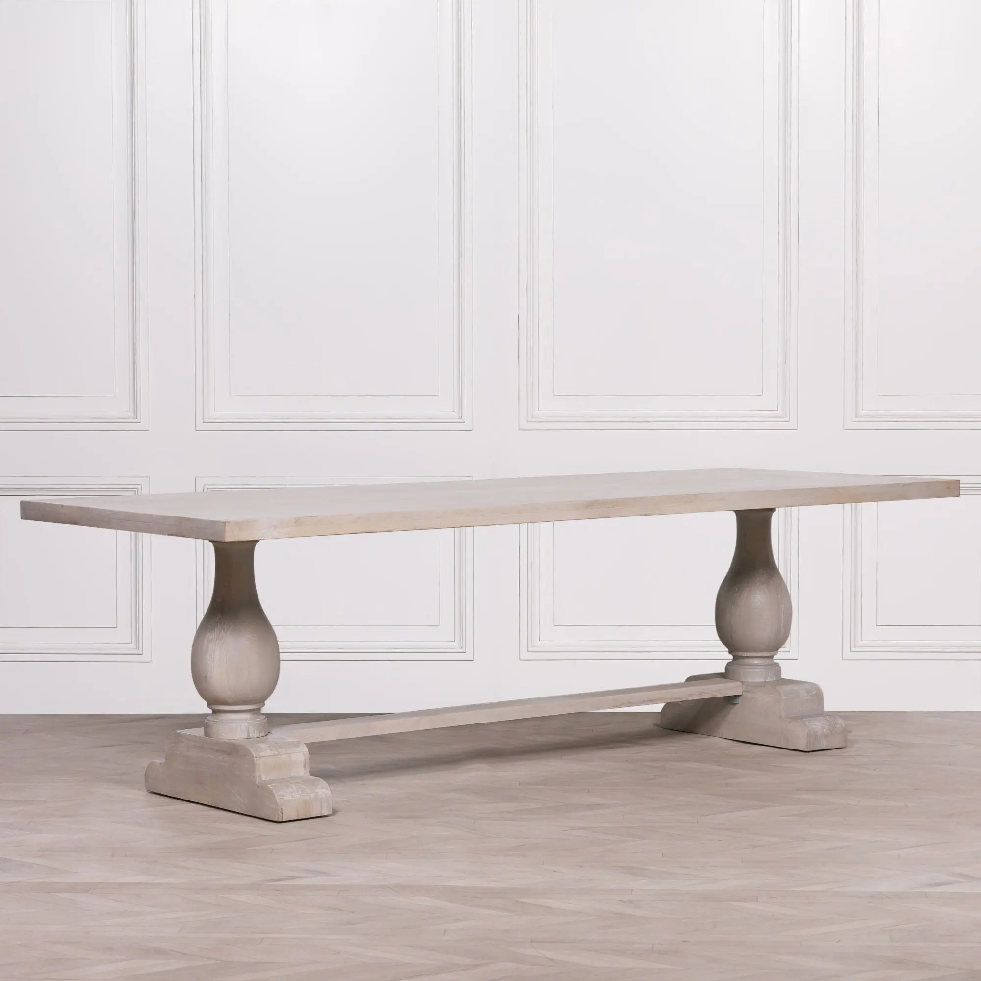 Blanche Wood Rustic Rectangular Dining Table 260cm – Handcrafted Mango Wood Dining Table - Image 2