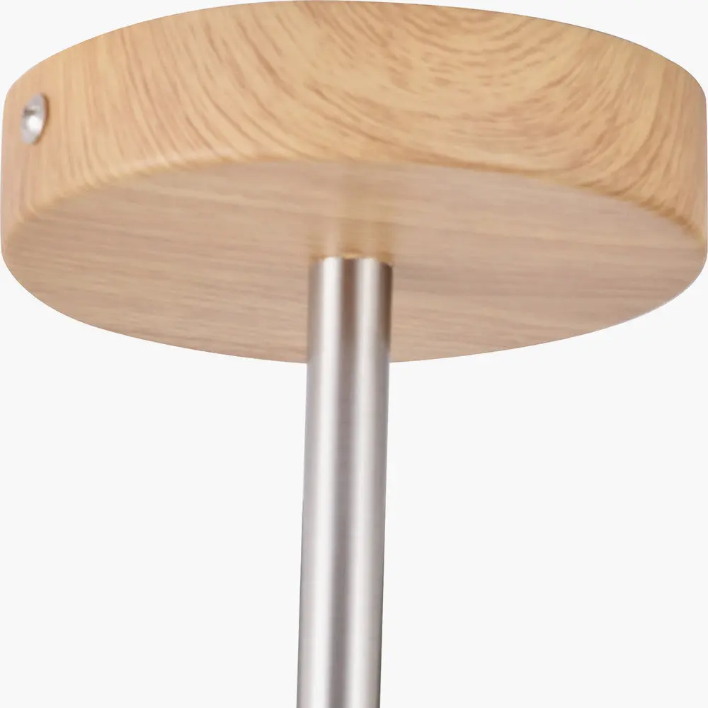 Bonham 3 Light Pendant – Natural Wood Veneer & Silver Metal - Image 3