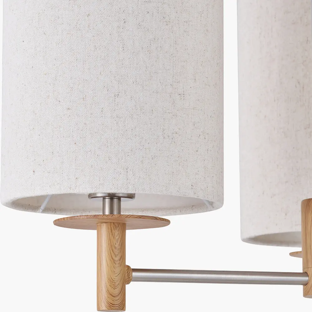 Bonham 3 Light Pendant – Natural Wood Veneer & Silver Metal - Image 6