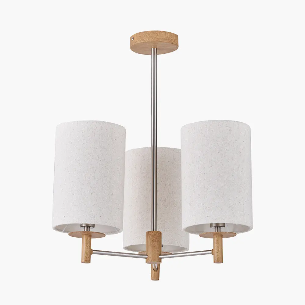 Bonham 3 Light Pendant – Natural Wood Veneer & Silver Metal - Image 7