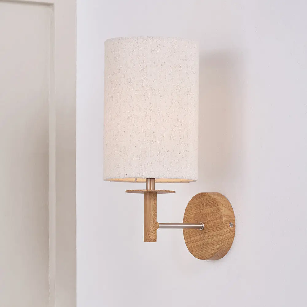 Bonham Natural Wood Veneer and Silver Metal Wall Light - Image 4