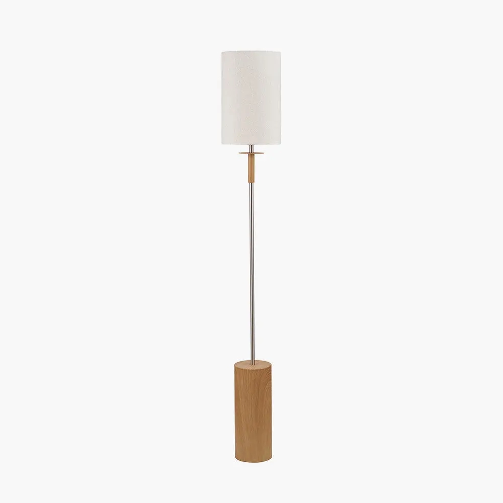 Bonham Natural Wood Veneer & Silver Metal Floor Lamp - Image 6
