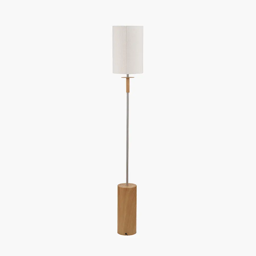 Bonham Natural Wood Veneer & Silver Metal Floor Lamp - Image 7