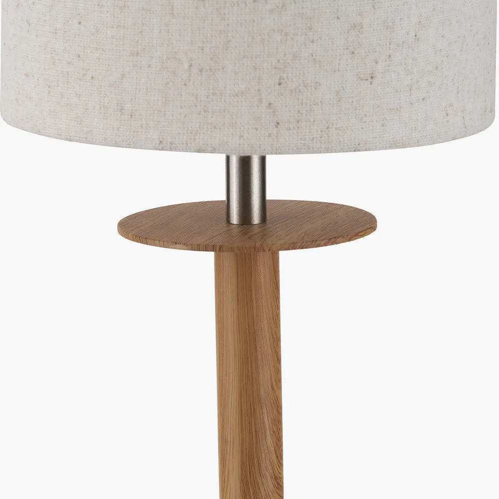 Bonham Natural Wood Veneer & Silver Metal Table Lamp - Image 5