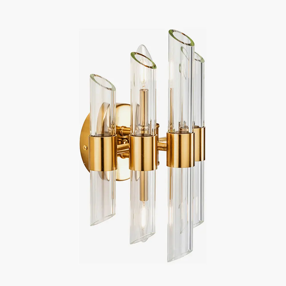 Brielle Clear Glass and Antique Brass 2 Wall Light - Image 5