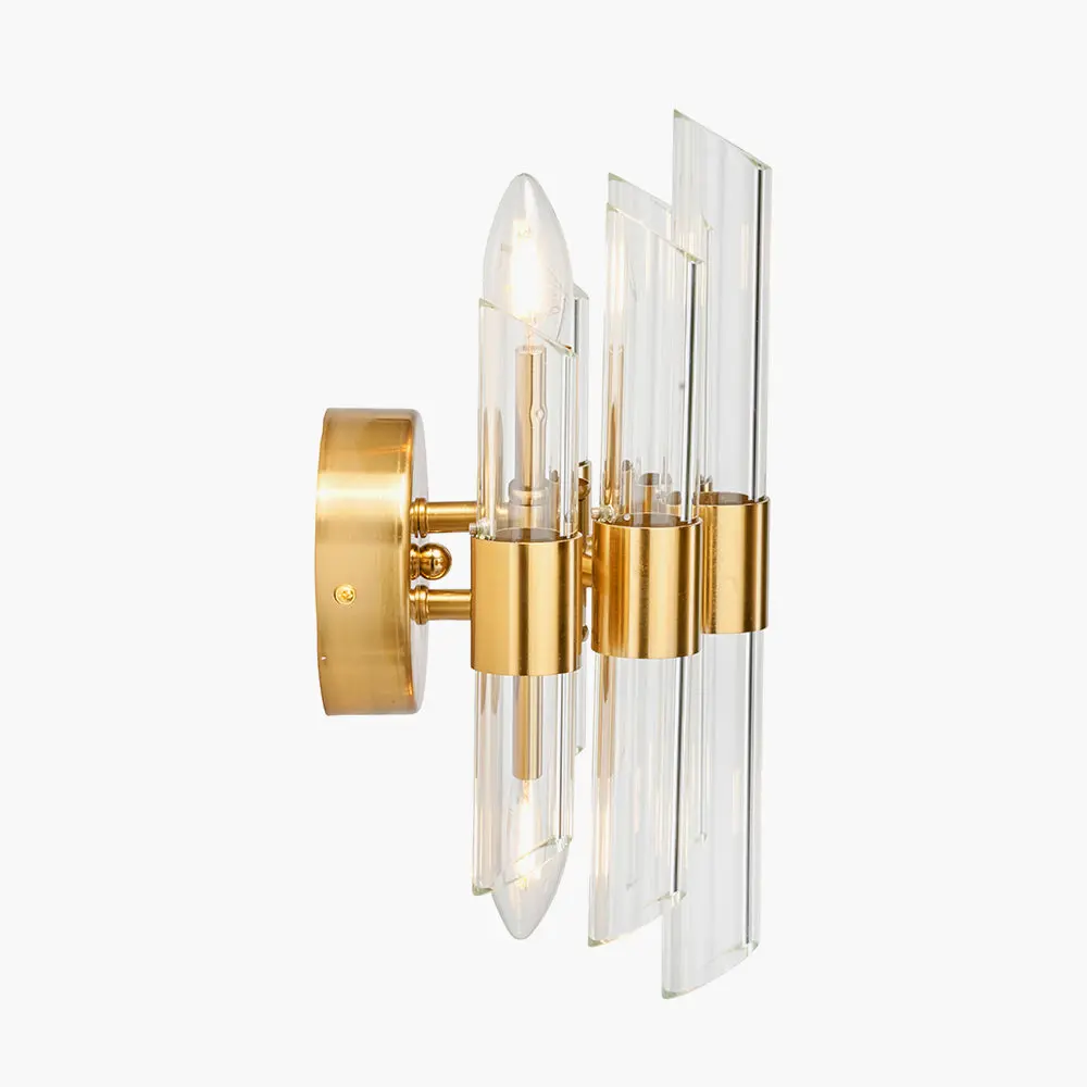 Brielle Clear Glass and Antique Brass 2 Wall Light - Image 6