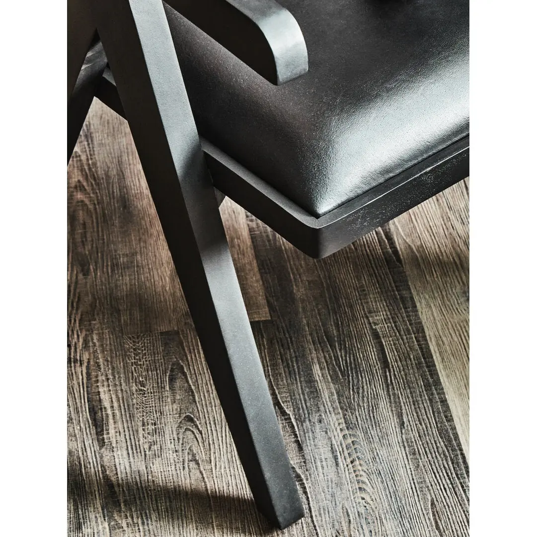 Bronson Black Leather Armchair with Wood Frame - Image 10