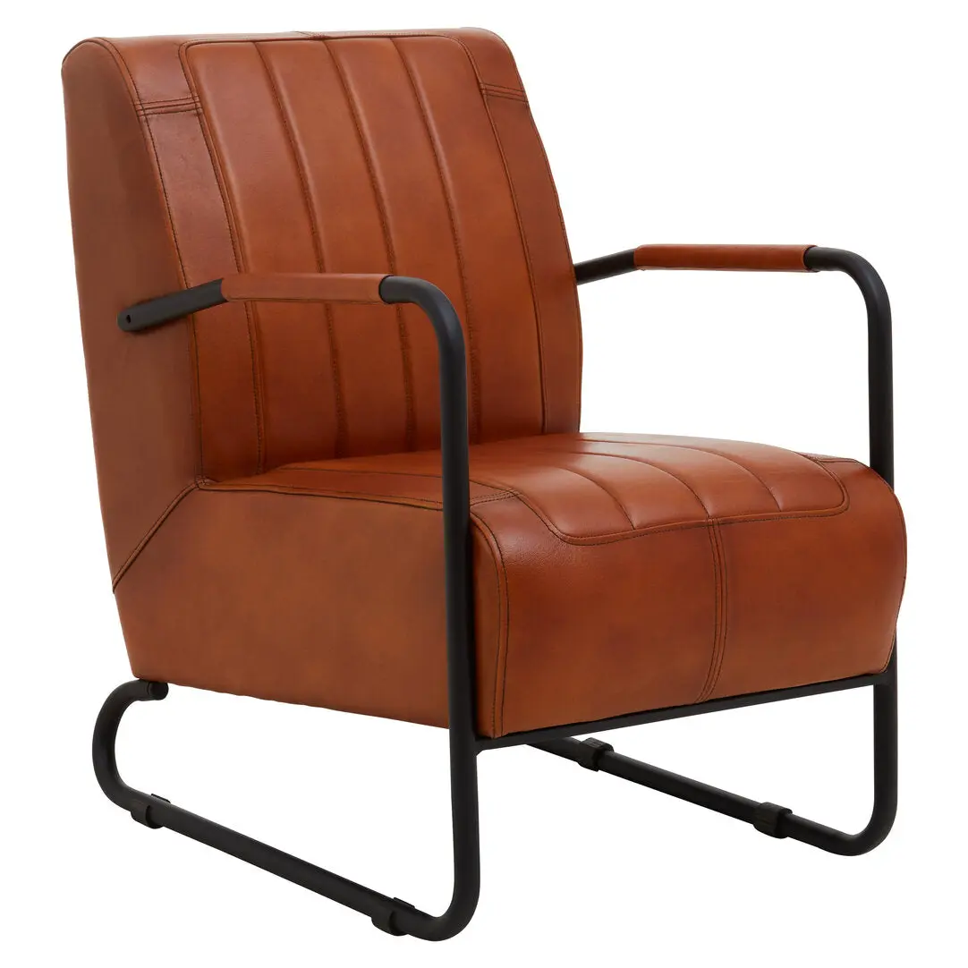 Bronson Tan Leather Armchair - Image 18