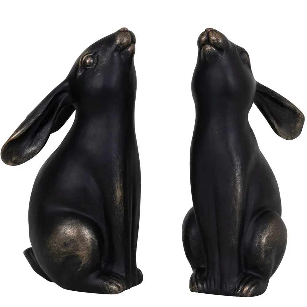 Bronze Hare Pair Sculpture - Image 2