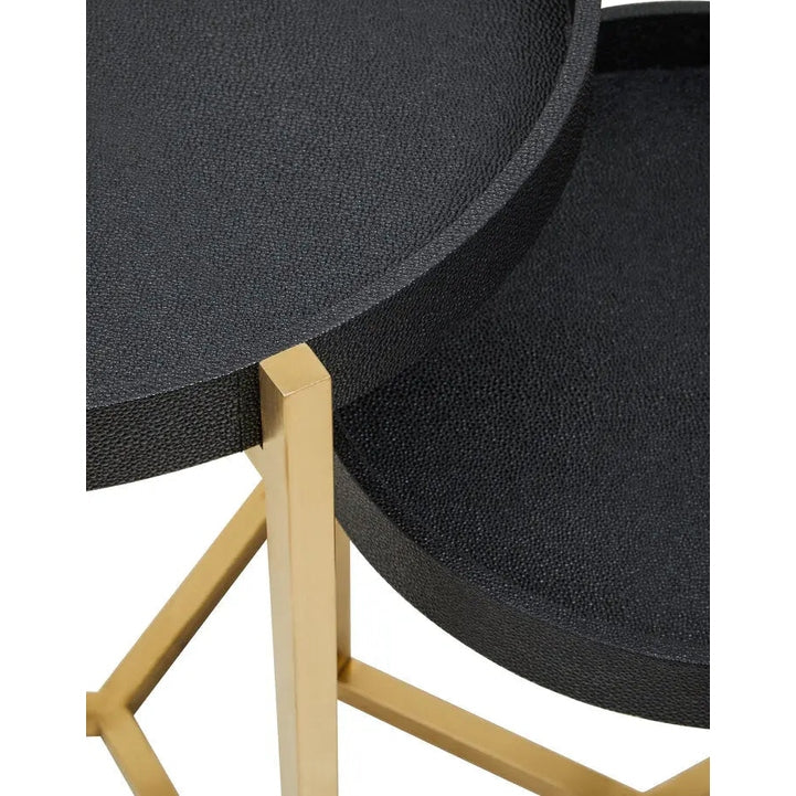 Carvona Set Of Two Black Faux Shagreen Tray Tables - Image 11