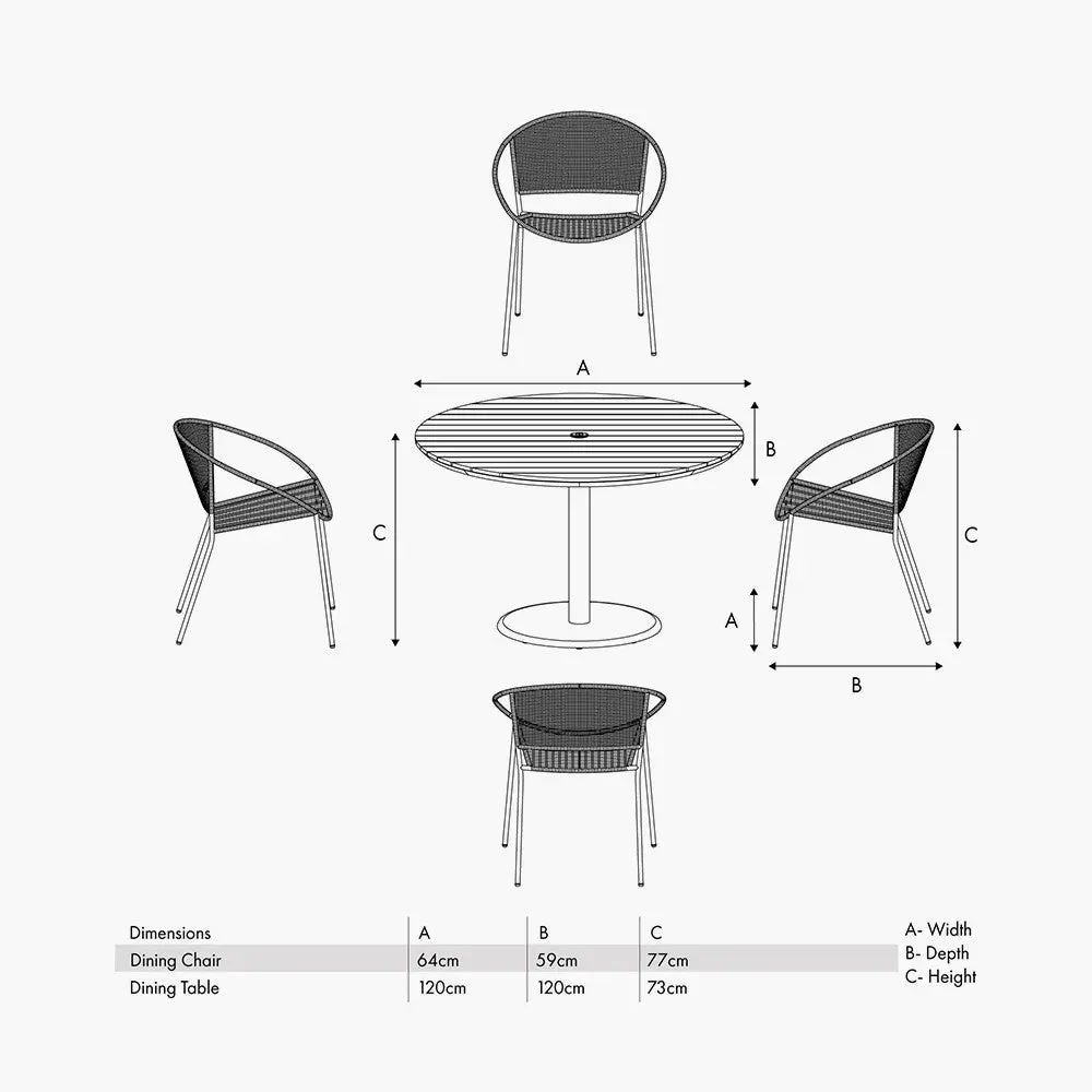 Dakota Natural Wheat Outdoor 4 Seater Dining Set - Image 17