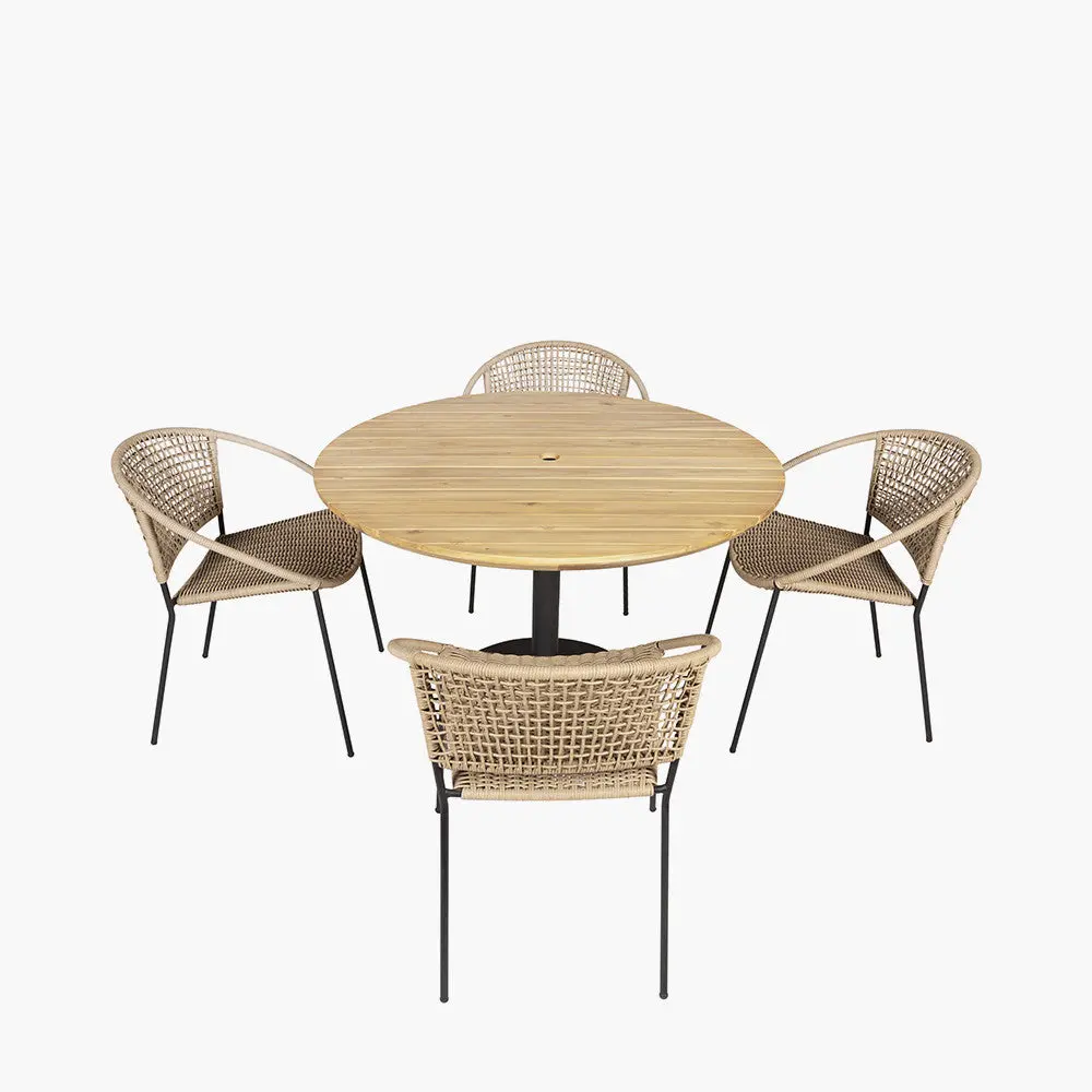 Dakota Natural Wheat Outdoor 4 Seater Dining Set - Image 3