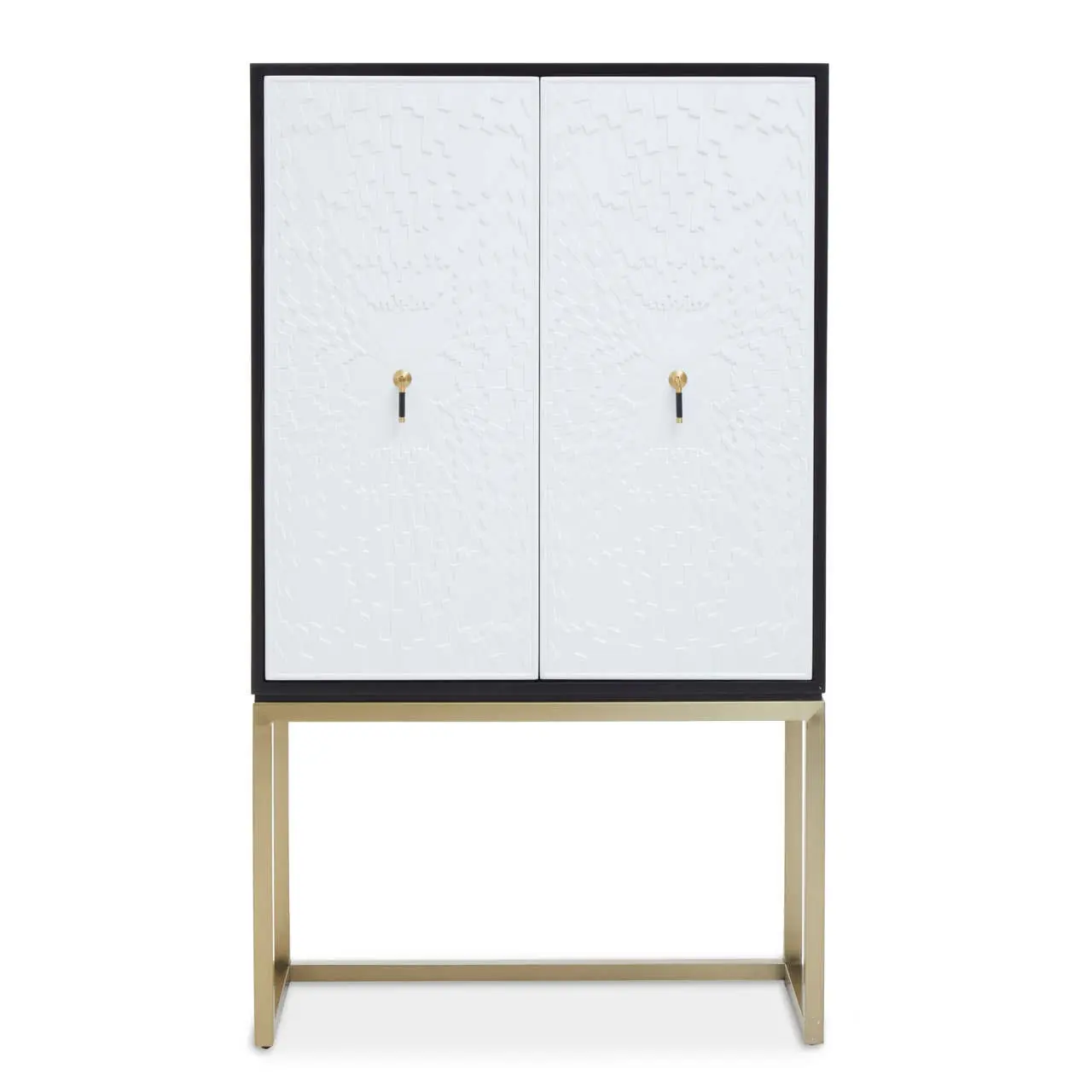 Damaris Two Door Cabinet – Black & White with Gold Base - Image 8